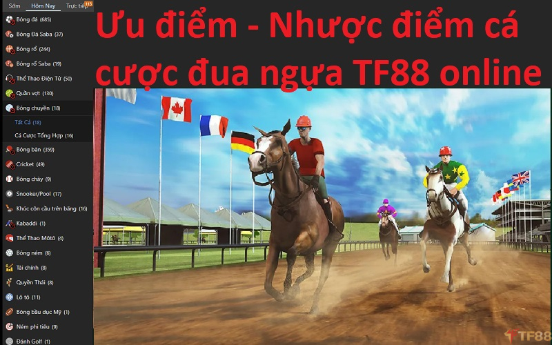 Cá cược đua Ngựa TF88: Chiến mã chinh phục đường đua Ưu điểm - Nhược điểm cá cược đua ngựa TF88 online